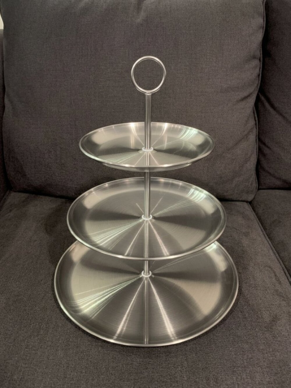 3-Tier Silver Stainless Steel Cupcake & Dessert Serving Stand